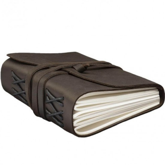 Notebook with leather cover B6 dark brown lined sheets