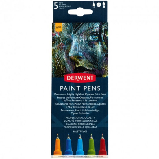 Colored pens Derwent PAINT Pen PALETTE No. 2 set 5 pcs (5028252594851)