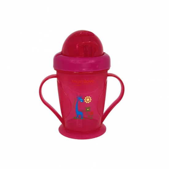 Sippy cup with silicone straw 180 ml Mumlove raspberry