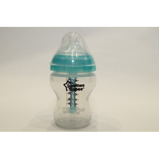 Feeding bottle (1 piece) Tommee tippee plastic transparent with turquoise twist 448