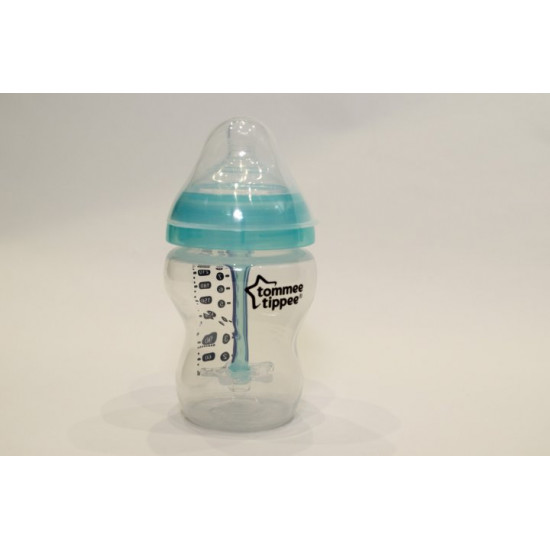 Feeding bottle (1 piece) Tommee tippee plastic transparent with turquoise twist 448