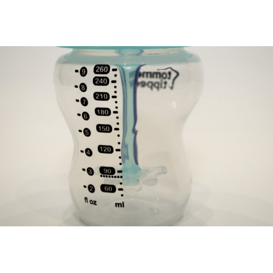 Feeding bottle (1 piece) Tommee tippee plastic transparent with turquoise twist 448