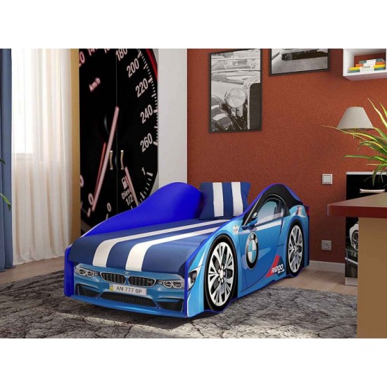 Bed car Viorina Deko BMW Elite with illuminated bottom 150x70 cm. blue