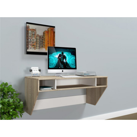 Hanging computer desk AirTable-II Mini Comfy-Home sonoma oak + white