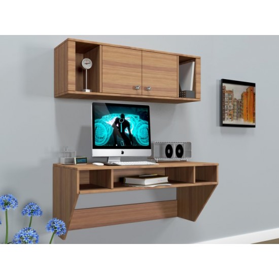 Wall mounted computer desk AirTable-II Kit Comfy-Home walnut