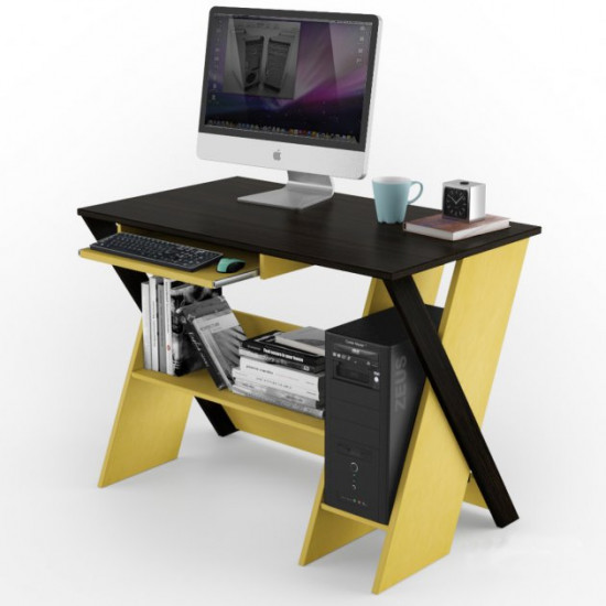 Computer desk Zhuk Comfy-Home wenge+terra yellow