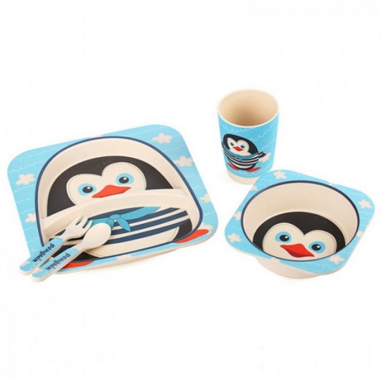 Children's bamboo tableware UFT BP5 Penguin set of 5 items