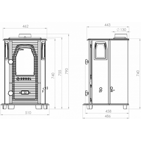 Stove-fireplace (Euro stove) Duval EM-5115. SUREL Series