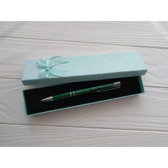 Metal Pen Green Personalized Betkhoven with Individual Engraving in Turquoise Gift Box