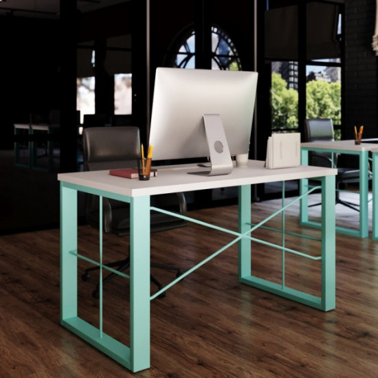 Office table Fenster Prime Turquoise chipboard White 76x130x70