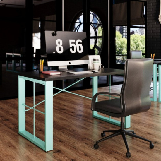 Office desk Fenster Prime Turquoise chipboard Black 76x130x70