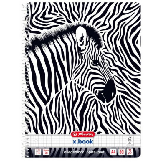 Herlitz Animal Print Zebra A4 checkered notebook 80 sheets (50036585Z)