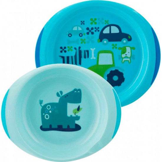 Chicco Easy Feeding plate set 2 pcs 12M+ Blue (16002.20)