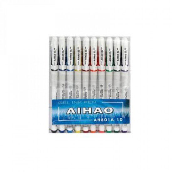 Set of gel pens 10 colors AIHAO 801 AIHAO (801)