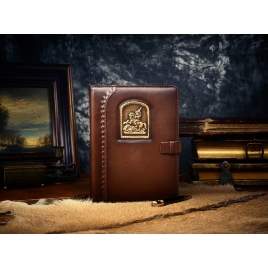 Leather notebook - St. George the Victorious (brown) model No. 2