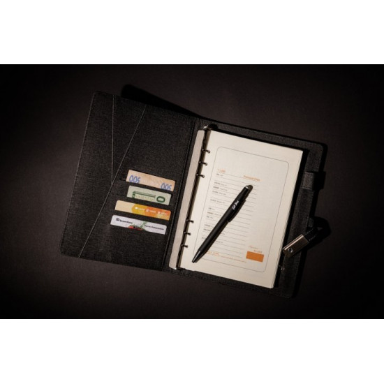 Business diary organizer with wireless charging with built-in Powerbank and USB flash drive Black