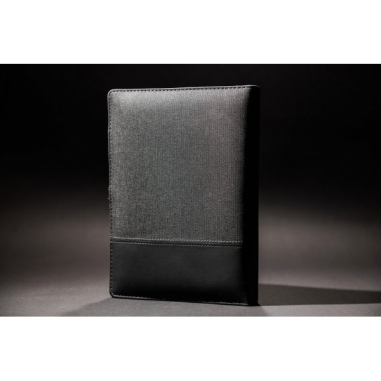 Business diary organizer with wireless charging with built-in Powerbank and USB flash drive Black