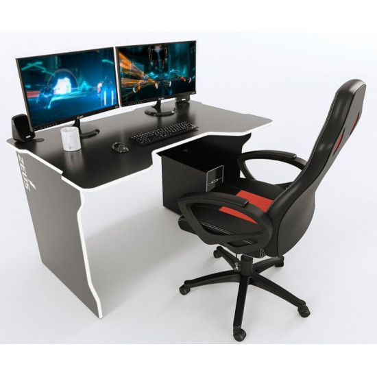 Gaming desk ZEUS Tron black + white