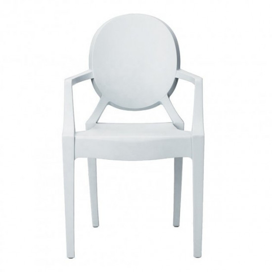 Designer chair Doris SDM, plastic, with armrests, white