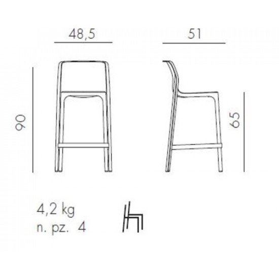  Полубарный стул Nardi Net Stool Mini Bianco