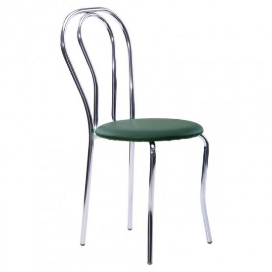 Chair for kitchen, cafe, bar Tulip chrome/leatherette Naples N-35 dark green AMF