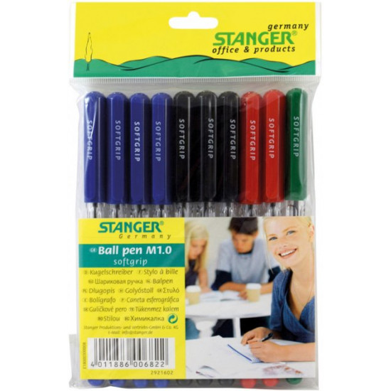 Set of ballpoint pens Stanger 1.0 mm 4 colors 10 pcs (18000300008)