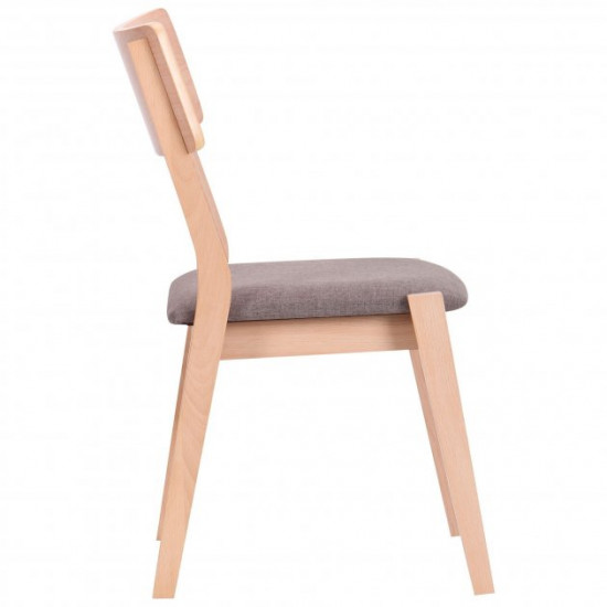 Dining chair for kitchen, cafe, bar Cantal bleached beech wood / cappuccino fabric AMF