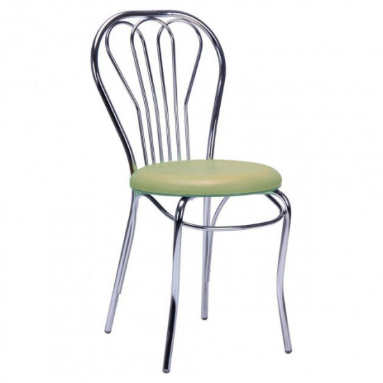 Chair for kitchen, cafe, bar Viola metal chrome/leatherette Naples N-34 light green AMF