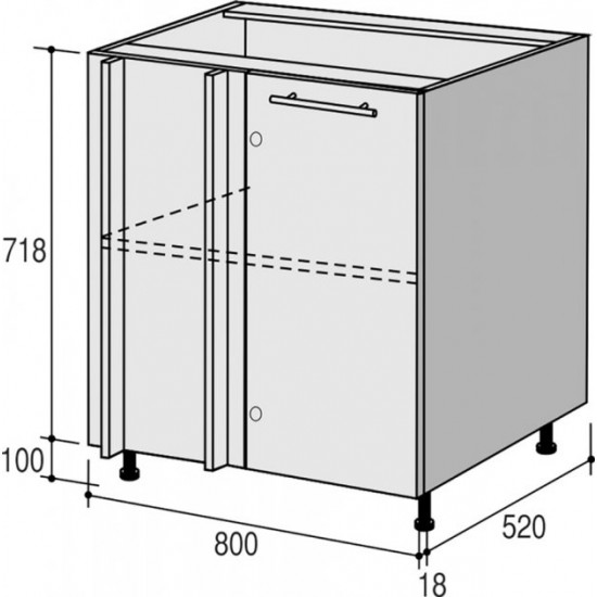 Bottom corner module RoKo Rune 82 x 52 x 80 cm Gray Ash (20200028837)