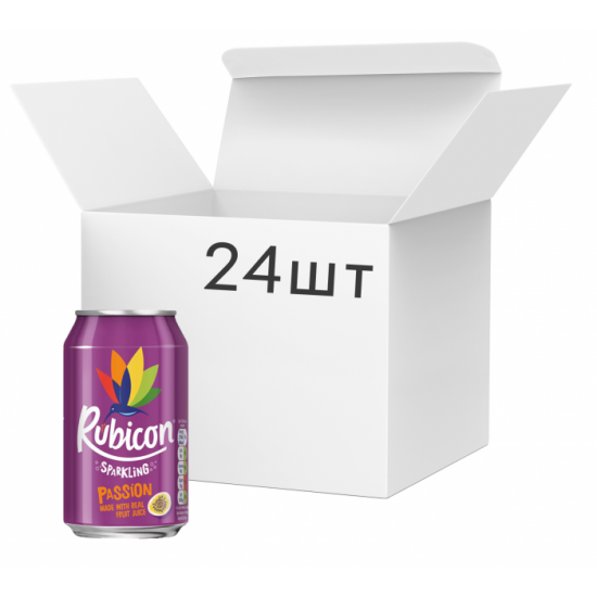 Упаковка безалкогольного газованого напою Rubicon Passion 0.33 л х 24 шт (5000382030911)