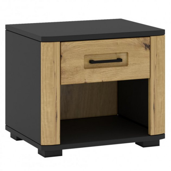 Bedside table made of chipboard+MDF Martin X 499x440x440 mm black/artisan oak Blonski