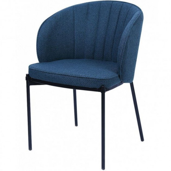 Chair for kitchen, cafe, bar, restaurant Laguna black metal/matting fabric blue Concepto