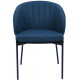 Chair for kitchen, cafe, bar, restaurant Laguna black metal/matting fabric blue Concepto