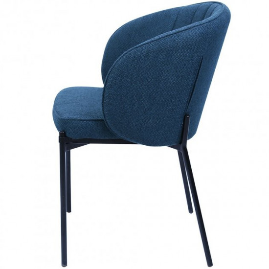 Chair for kitchen, cafe, bar, restaurant Laguna black metal/matting fabric blue Concepto