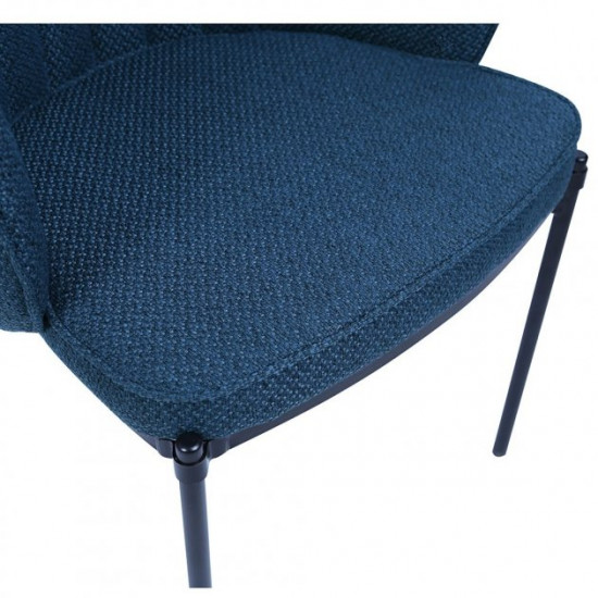 Chair for kitchen, cafe, bar, restaurant Laguna black metal/matting fabric blue Concepto