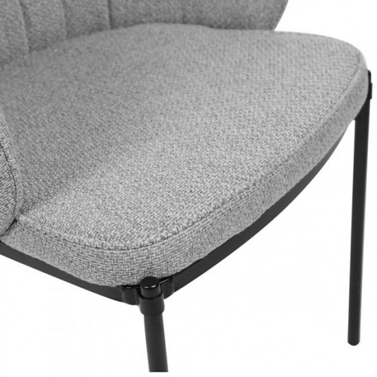 Chair for kitchen, cafe, bar, restaurant Laguna metal black/fabric matting gray Concepto