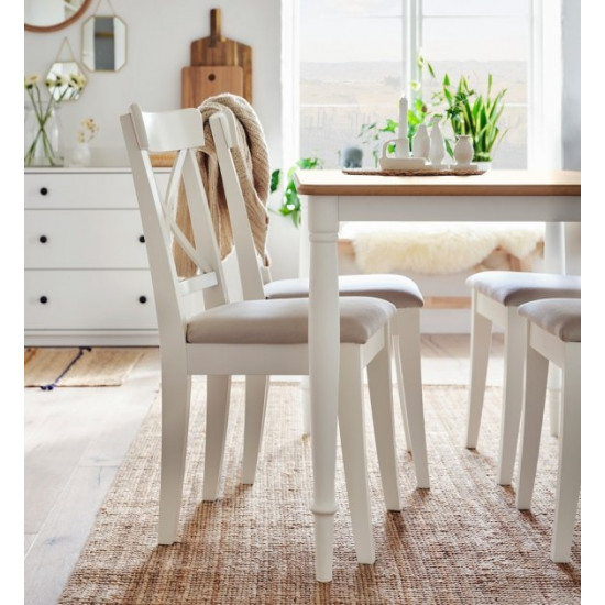 Stool IKEA INGOLF white / Hallarp beige (504.730.73)