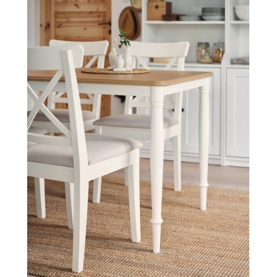 Stool IKEA INGOLF white / Hallarp beige (504.730.73)