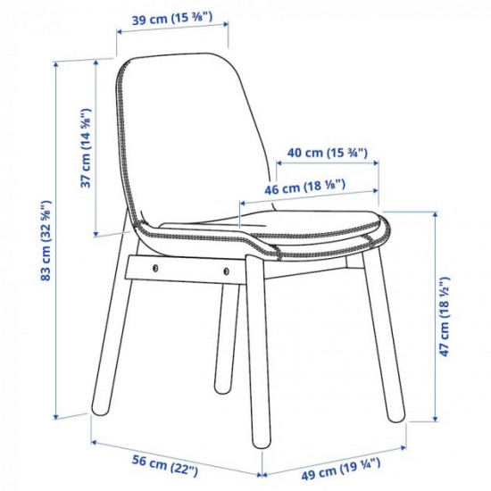 Стілець IKEA VEDBO береза ​​/ Gunnared середньо-сірий (104.179.89)