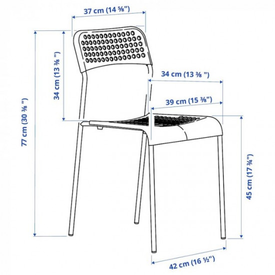 Стілець IKEA ADDE сірий/білий (102.259.28)