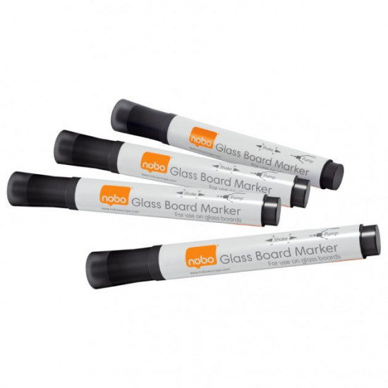 Set of markers Nobo Glass Whiteboard Marker 4 pieces black (1905322)