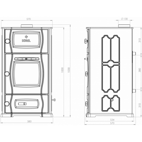 Fireplace boiler with water circuit. Duval EW-5118. SUREL Series