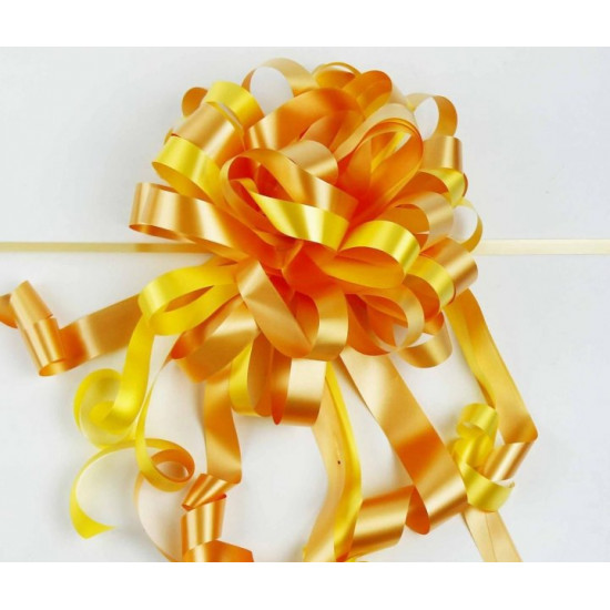 Bow for gift wrapping diameter 22 cm yellow ribbon width 7 cm self-assembling