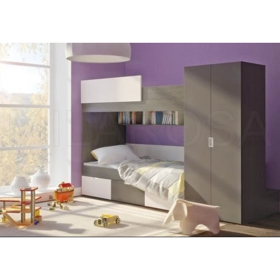 Двоярусне ліжко KidsBunkBed K-049 венге темний лайм 2820х1800х970 мм