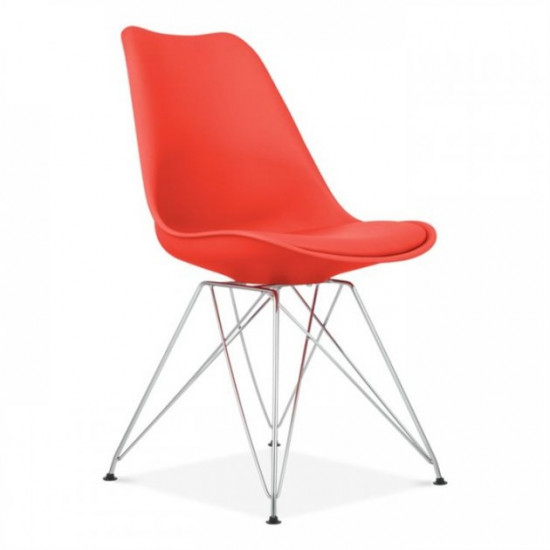 Chair Tower C SDM, plastic with soft cushion, leatherette, red color