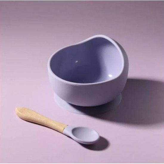 Silicone plate with suction cup and spoon MH 4038 Lilac