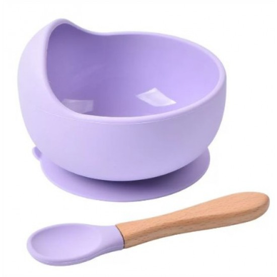 Silicone plate with suction cup and spoon MH 4038 Lilac