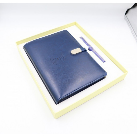 Notepad with Powerbank wireless charging Universal diary with flash drive 16 GB Blue