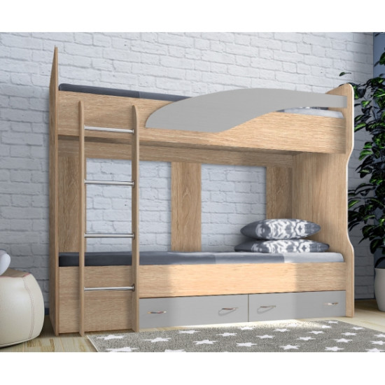 Двоярусне ліжко KidsBunkBed K-075 дуб сонома білий 2032х870х1700 мм