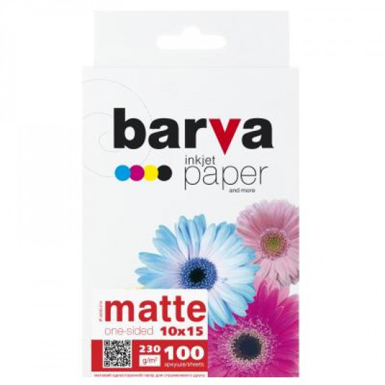  Бумага BARVA 10x15, 230 g/m2, matt, 100арк (A230-214)